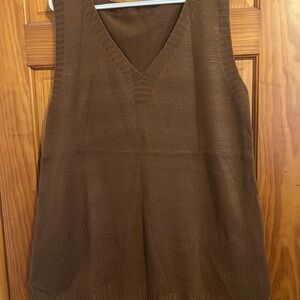 NWT Women Sleeveless Brown Sweater Dress Large